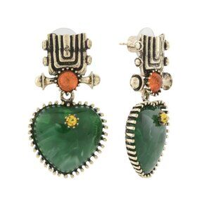 DANNIJO Green Mia Heart Drop Earrings